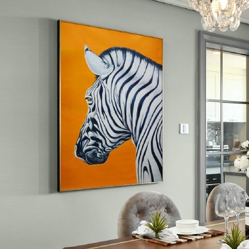 Изображение товара: Холст с абстрактным изображением зебры, оранжевых животных, постеры и принты, настенные картины для гостиной, домашний декор
