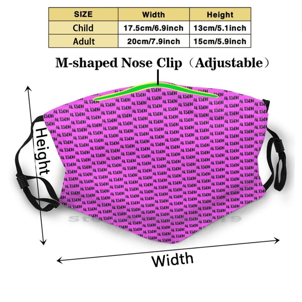 Изображение товара: Alison (розовая) многоразовая маска с принтом Pm2.5, фильтр, маска для лица, детская Алисия Aldous Alden Alan Alana Adrian Australia Adelaide
