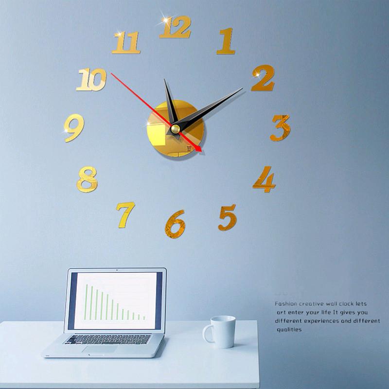 Изображение товара: Современные большие настенные часы, 3d зеркальные наклейки, уникальные часы с большими цифрами, украшение «сделай сам», настенные часы, художественная наклейка, наклейка, Современное украшение для дома