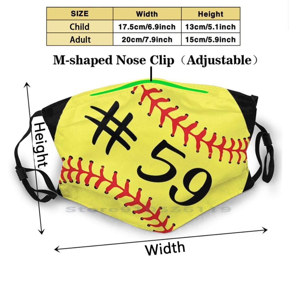 Изображение товара: Футболка для игрока софтбола с номером спины № 59 Спортивная наклейка для мяча подарок для взрослых и детей моющаяся смешная маска для лица с фильтром софтбол