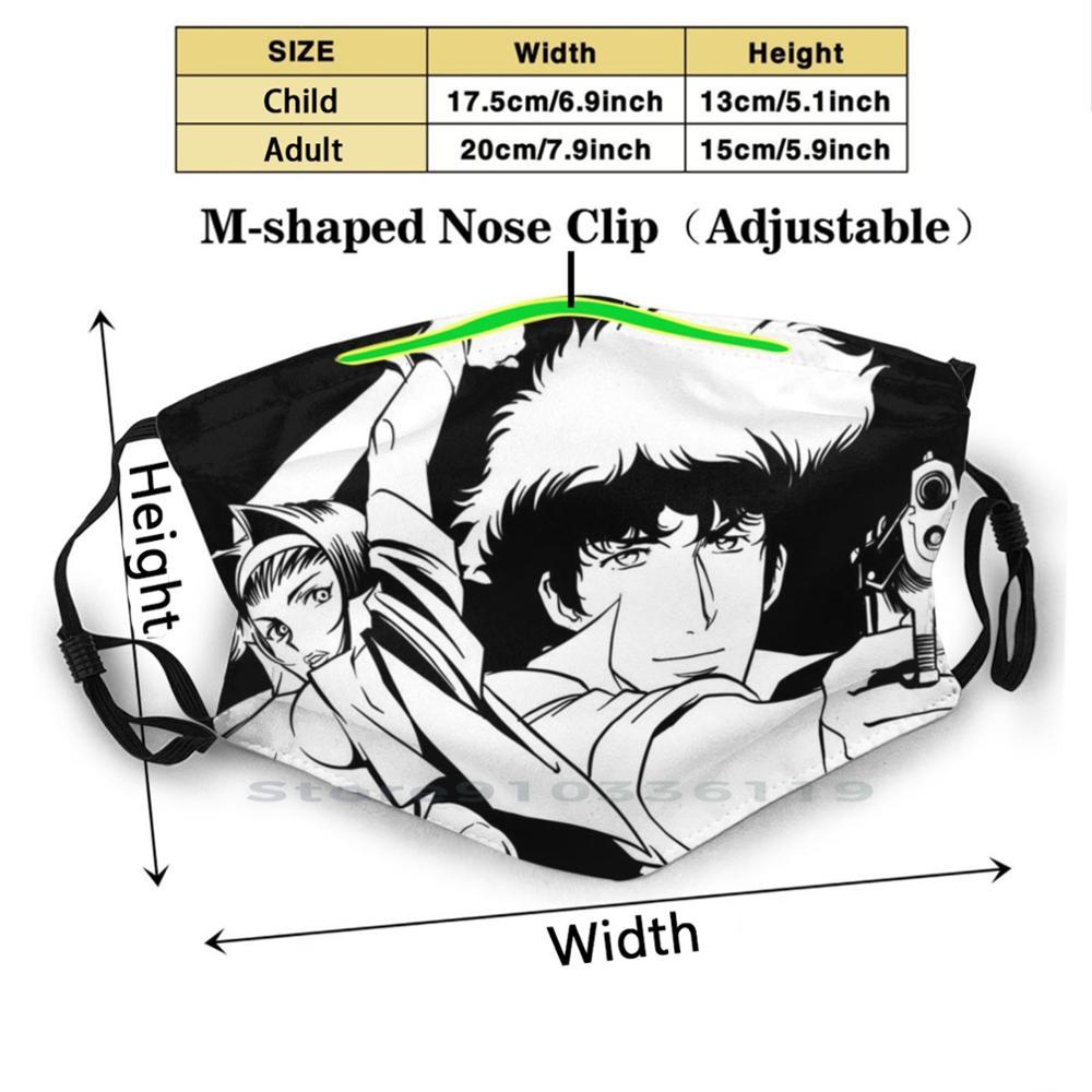 Изображение товара: Космические ковбои многоразовые рот маска для лица с фильтрами в стиле вестерн, Bebop Спайк Шпигель фей Валентина Ed угольно-черный