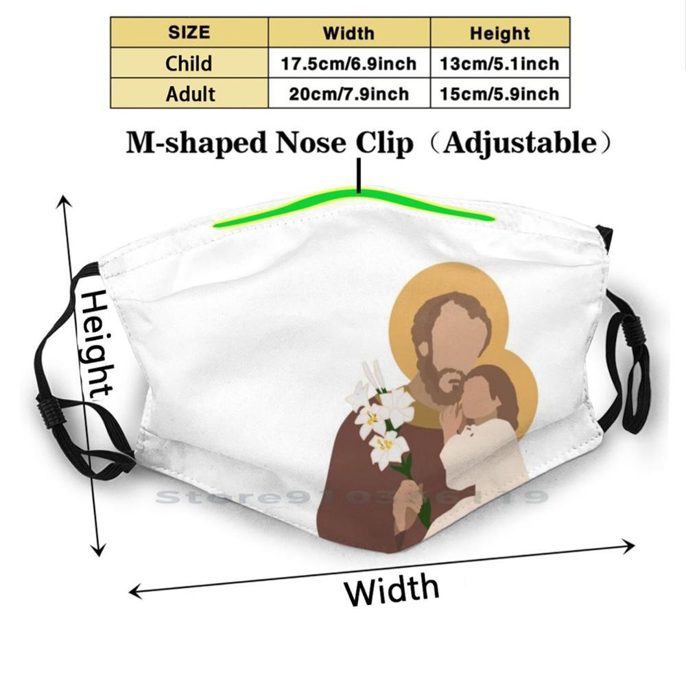 Изображение товара: St. Joseph Design Anti Dust Filter Washable Face Mask Kids Catholic Jesus Joseph Catholic Faith Christian