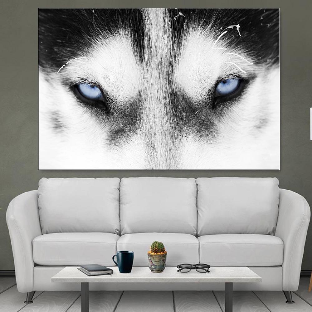 Изображение товара: Волк голубые глаза животное настенное Искусство Холст Картина скандинавские плакаты и принты настенные картины для гостиной волк животное домашний декор