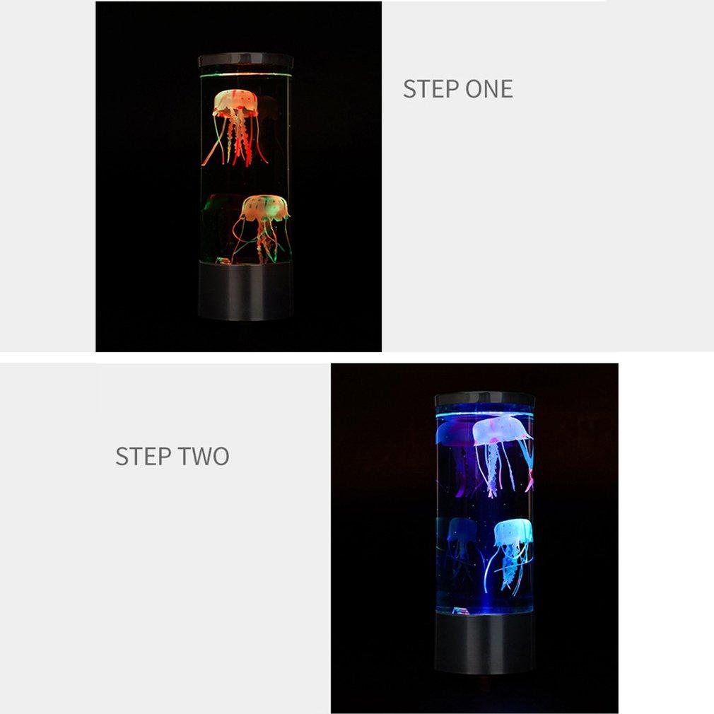 Изображение товара: Светодиодная Ночная лампа в виде медузы, менясветодиодный цвет светодиодный Настольный светильник, домашнее украшение, ночсветильник в стиле аквариума с Медузой, светодиодная лампа
