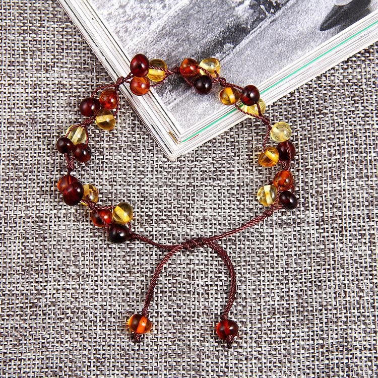 Изображение товара: High Quality Natural Amber Bracelet Hand Woven Duobao Children's Teeth Bracelet Adult Amber Jewelry 18cm Length Size Adjustable