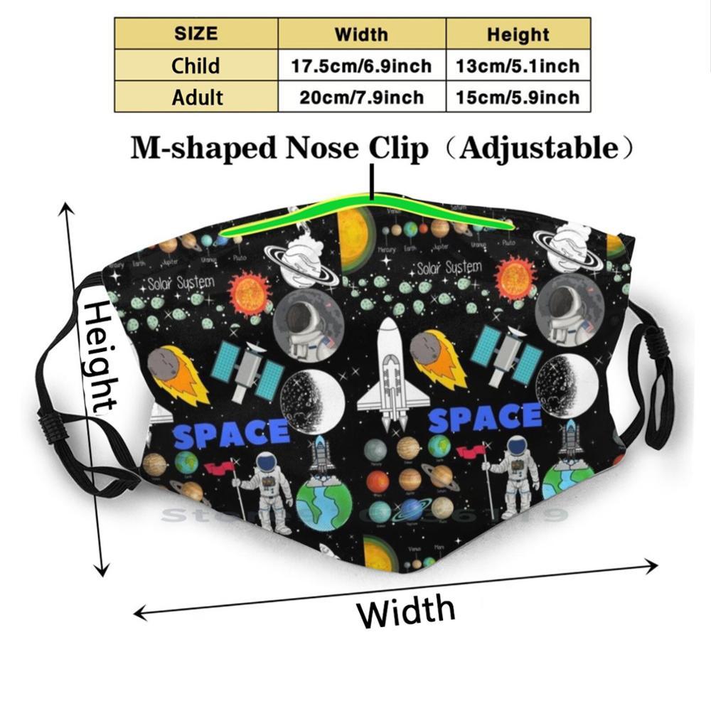 Изображение товара: Космический милый дизайн Пылезащитный фильтр смываемая маска для лица детская космическая ракета корабль солнце земля планеты Млечный Путь Вселенная Hadar Cohen
