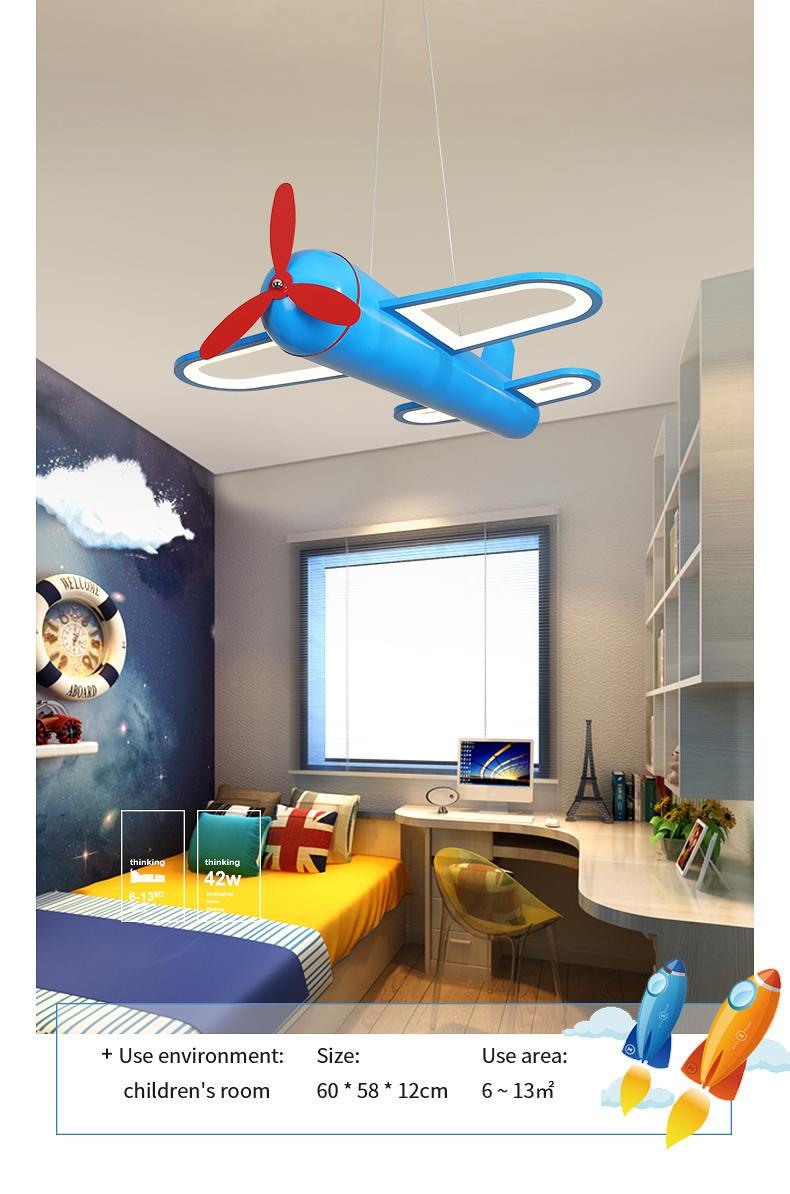 Изображение товара: Современная светодиодная Подвесная лампа для детской комнаты, спальни, дома, для маленьких мальчиков, самолета, подвесная Потолочная люстра, декоративный светильник, осветительный прибор