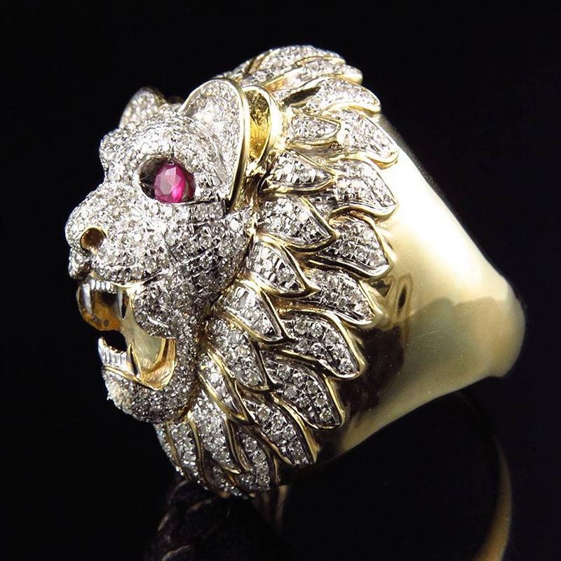 Изображение товара: Milangirl Новые Креативные роскошные кольца в стиле панк с головой льва для мужчин, вечерние Модные кольца для клуба, готические кольца для чемпионата, ювелирные изделия