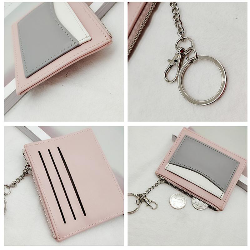 Изображение товара: Многофункциональный милый тонкий женский кошелек, маленький кошелек в Корейском стиле, розовый женский тонкий кошелек, сумка для ключей от машины, держатель для карт