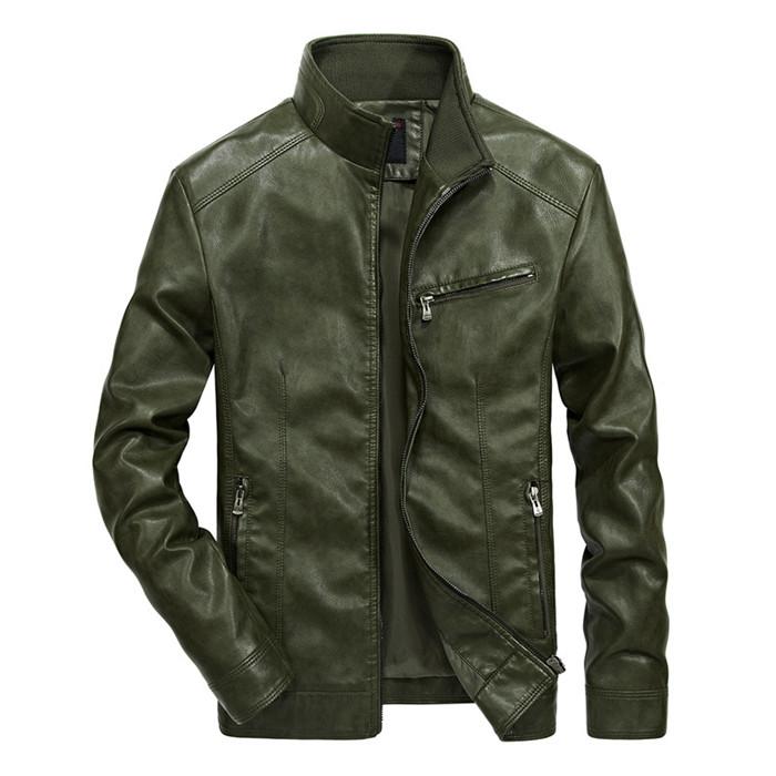 Изображение товара: Новинка 2021, мужские кожаные куртки, пальто из искусственной кожи с воротником-стойкой, модная мужская мотоциклетная кожаная куртка, повседневная мужская брендовая одежда G065