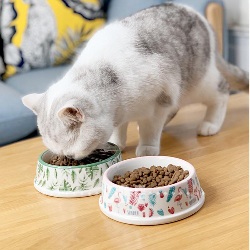 Изображение товара: Керамическая миска для домашних животных, милая миска для кошек, емкость для воды, подходит для собак, круглая