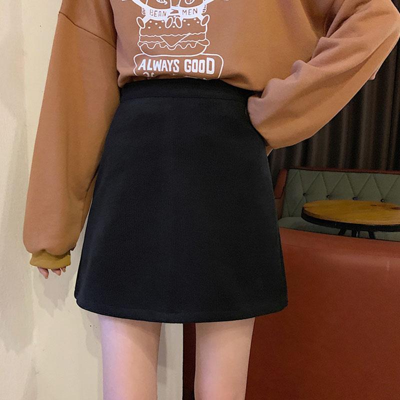 Изображение товара: Мини-юбка женская однотонная с завышенной талией, модная Мягкая универсальная юбка-трапеция в Корейском стиле, в стиле Харадзюку, уличная одежда