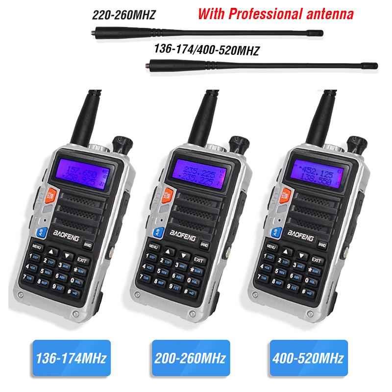 Изображение товара: Портативная рация Baofeng UV-5R Pro, трехдиапазонная, двухсторонняя радиостанция, 220-260 МГц, Любительский радиоприемник, VHFUHF, FM трансивер, радиостанция CB