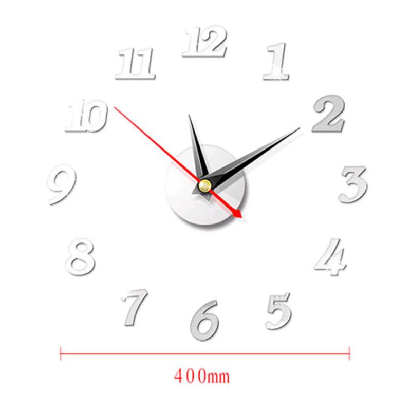 Изображение товара: Современные большие настенные часы, 3d зеркальные наклейки, уникальные часы с большими цифрами, украшение «сделай сам», настенные часы, художественная наклейка, наклейка, Современное украшение для дома