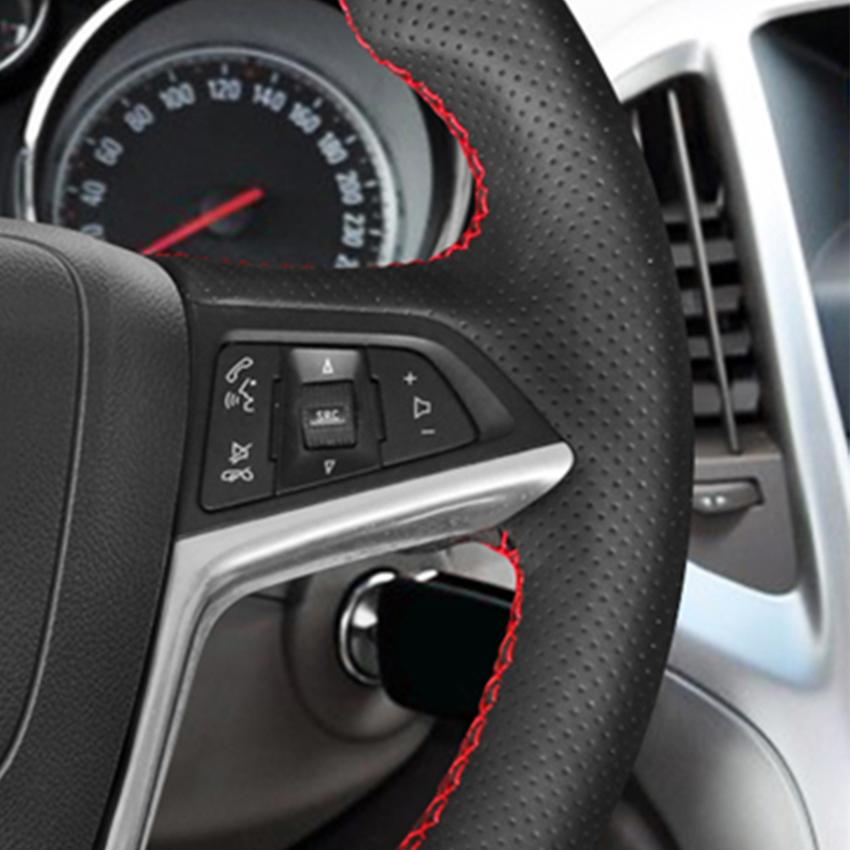 Изображение товара: Чехол рулевого колеса автомобиля LQTENLEO для Vauxhall Mokka X 2012-2019, черная искусственная кожа