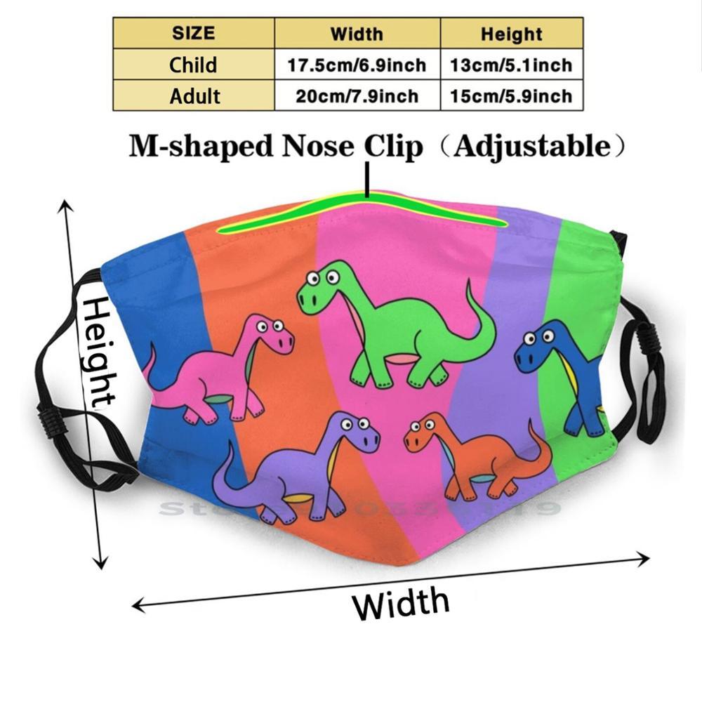 Изображение товара: Радужные динозавры, милая многоразовая маска для лица с фильтрами, Детские диллостудии, динозавры, радужные цвета, психоделический розовый
