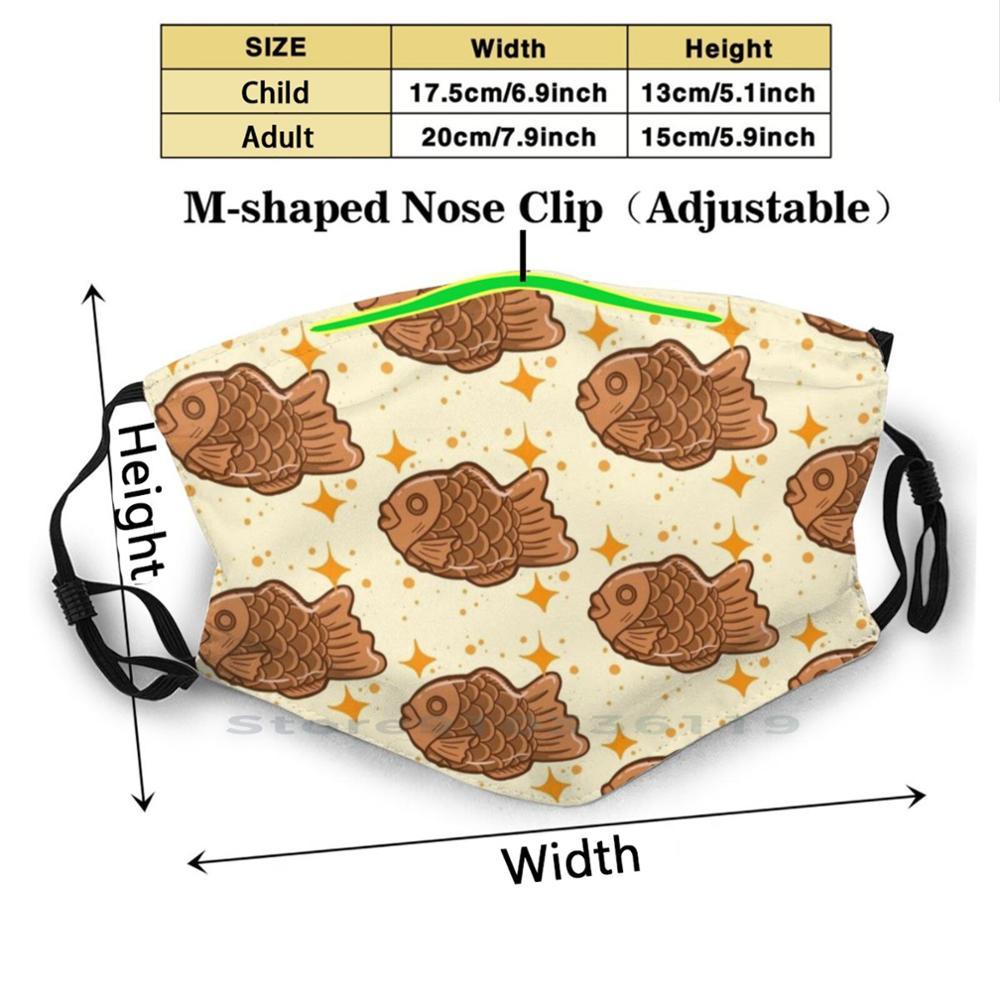 Изображение товара: Многоразовая маска с принтом Taiyaki Pm2.5, фильтр, маска для лица, детская Японская еда, Taiyaki, карп, рыба, аниме, манга, Kawaii
