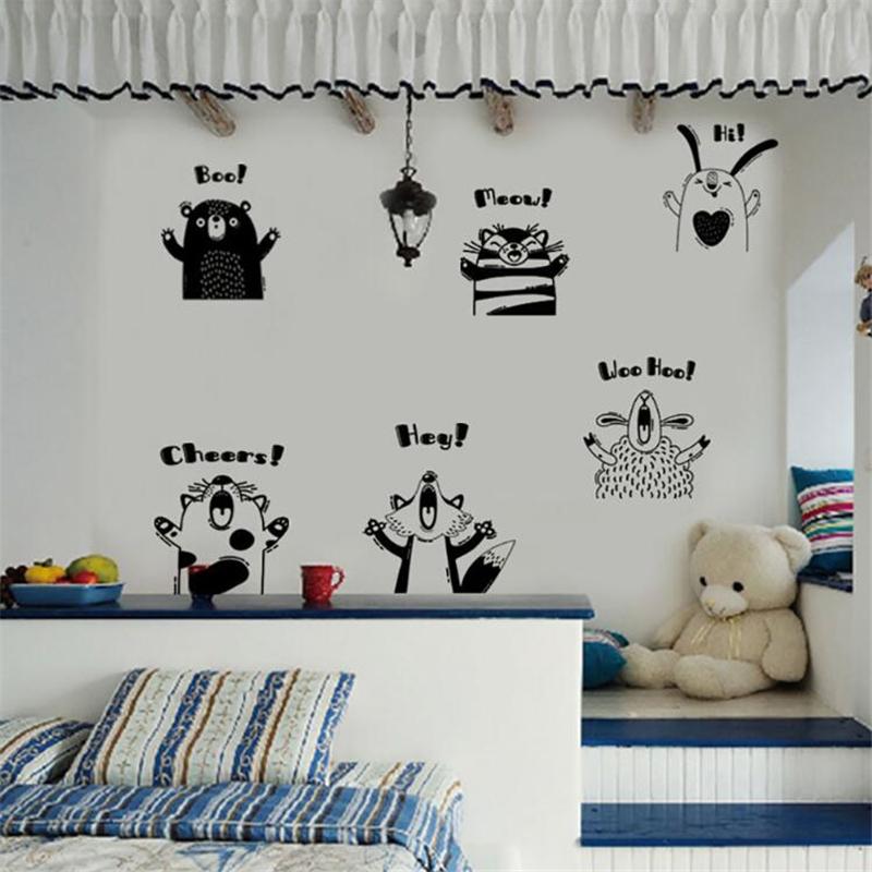 Изображение товара: Милые наклейки на стену с маленькими животными, украшение стены комнаты, наклейки на дверь спальни для детской комнаты, детского сада, младенца, ПВХ, современный мультфильм