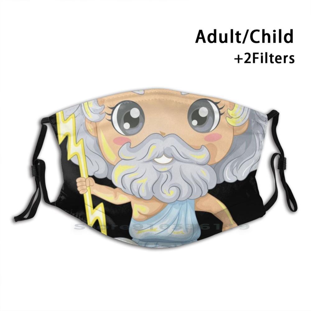 Изображение товара: Милый Zeus для взрослых и детей моющиеся смешное лицо маска с фильтром Zeux гнев злой Бог вооруженных осторожно небесные знак опасности, не