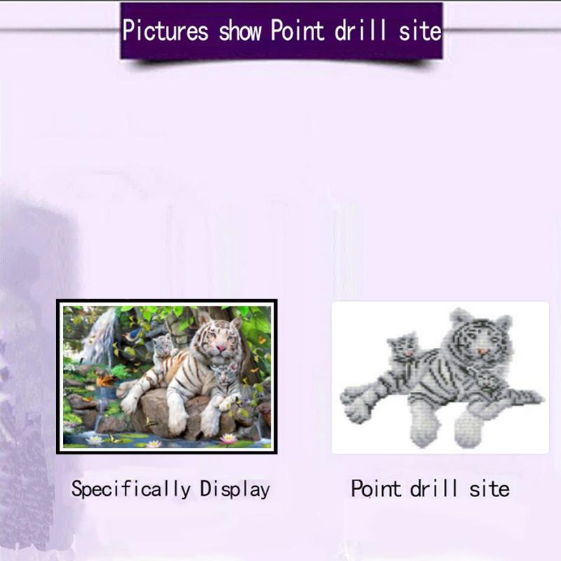 Изображение товара: Алмазная живопись ручной работы 5D, вышивка крестиком, мультяшное животное, тигр, круглые наклейки на стену, дизайн ручной работы