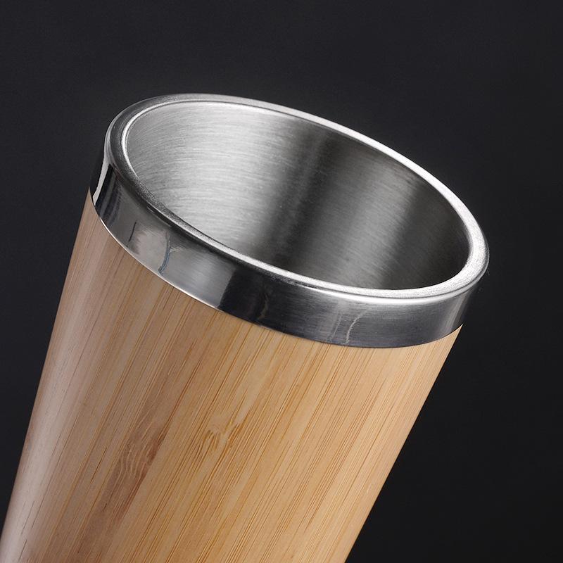 Изображение товара: Бамбуковая кофейная чашка из нержавеющей стали, дорожная кружка для кофе с герметичной крышкой для кофе, изолированная с многоразовой чашкой ZM926