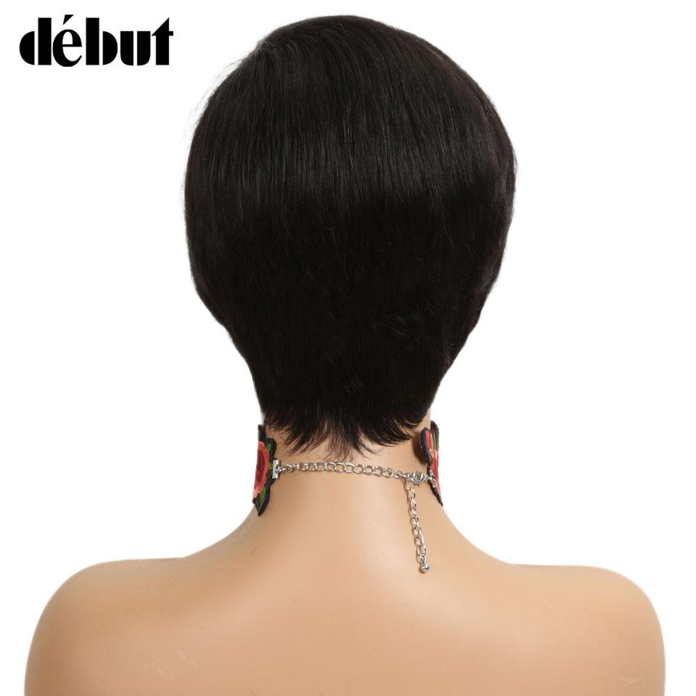 Изображение товара: Дебютные парики Фея для черных женщин, бразильские прямые короткие парики боб, парики из человеческих волос Remy, дешевые коричневые человеческие волосы, полные парики
