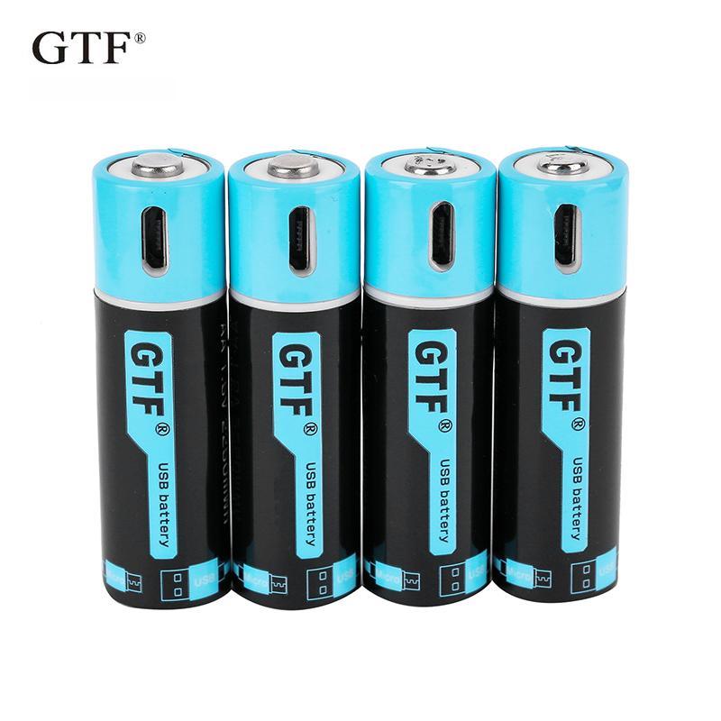 Изображение товара: GTF1.5V USB AA литий-ионный аккумулятор 2550mwh 1500mah 100% емкость литий-полимерный USB Перезаряжаемый литиевый usb-кабель