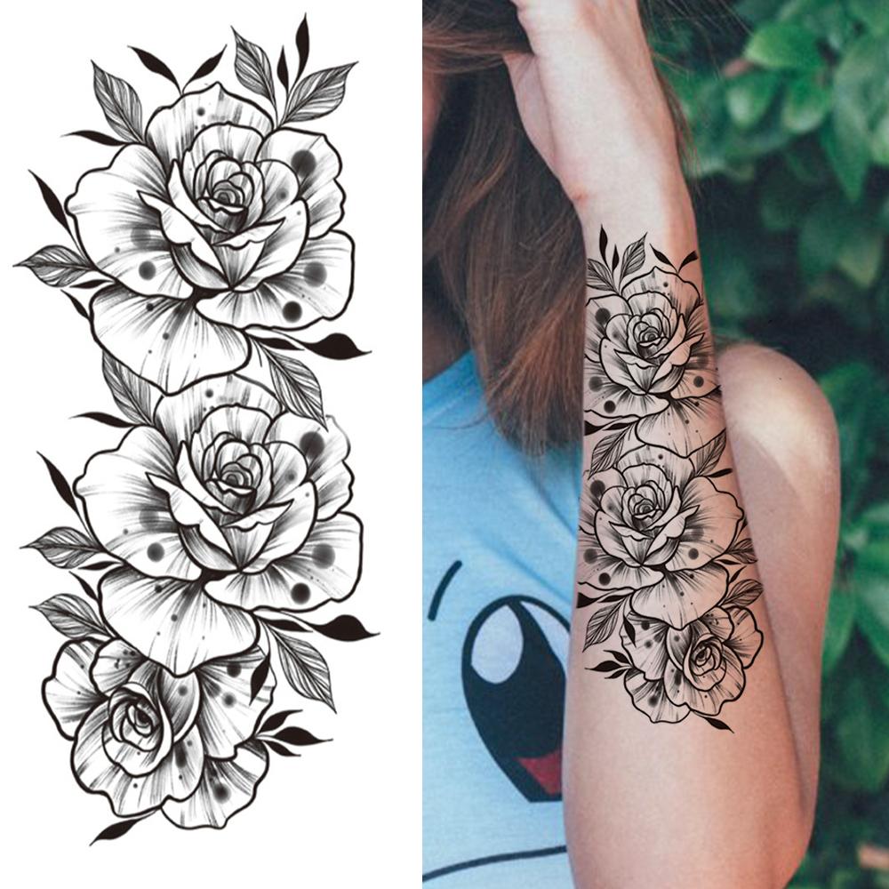 Изображение товара: Сделай Сам реалистичный цветок поддельные татуировки стикер для женщин девушек бабочка Луна временные татуировки вода Trasnfer взрослых боди-арт таттос