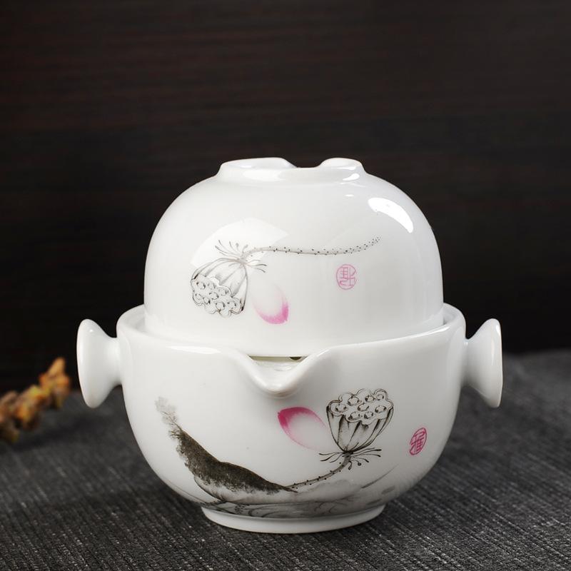 Изображение товара: Портативный дорожный чайный сервиз из белого фарфора Quick Гостевая чашка, один горшок, японский фарфор