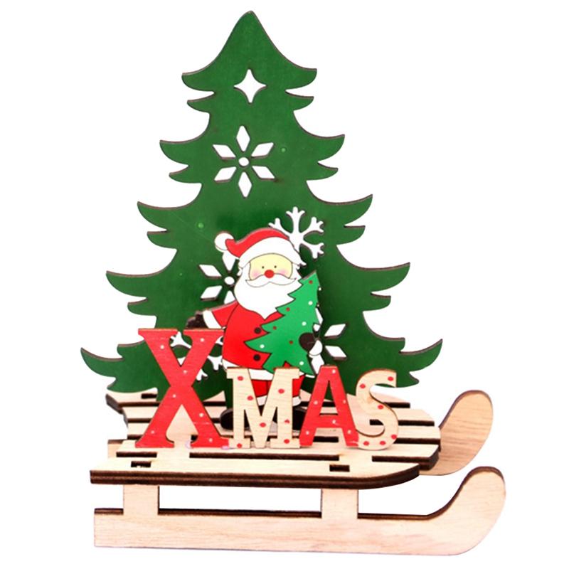 Изображение товара: 1pc Creative Wood Christmas Sled Table Top Decor Kids Fun Puzzle Gifts DIY Santa Christmas Tree Snowman Elk Home Decor Supplies