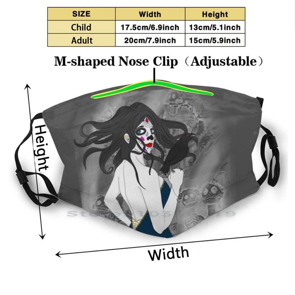 Изображение товара: Многоразовая маска Dia De Los Death с принтом Pm2.5, фильтр, маска для лица, День мертвых детей, красивые женские черепа