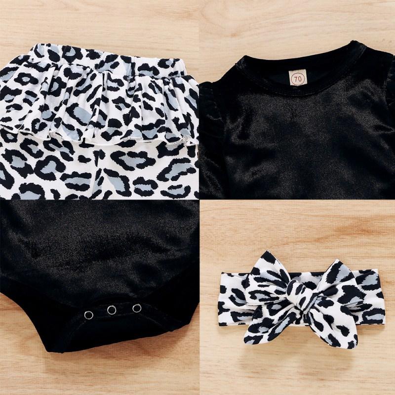 Изображение товара: Комбинезон детский осенний однотонный с длинными штанами и повязкой на голову, штаны с леопардовым принтом