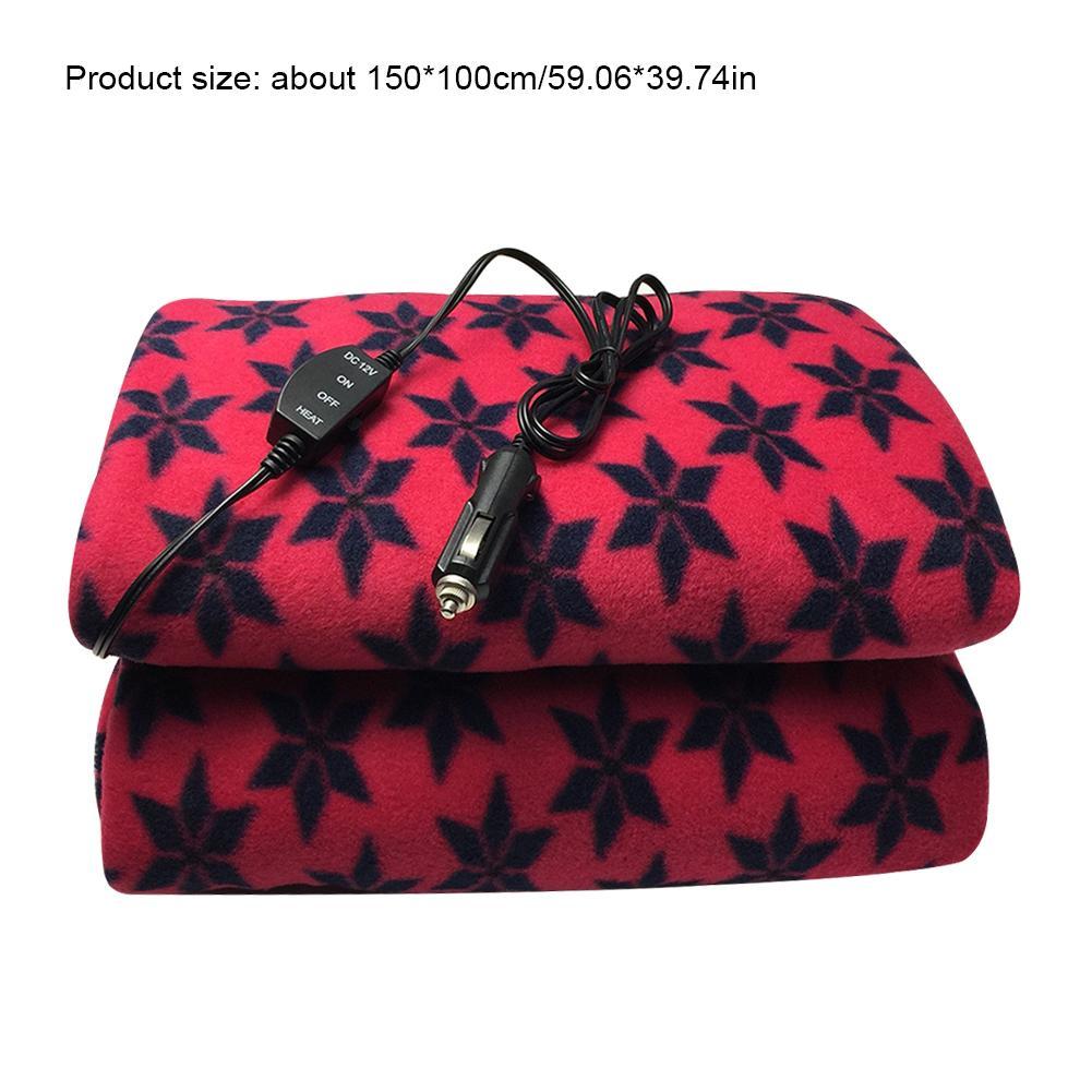 Изображение товара: Автомобильное электрическое одеяло с подогревом 12 В, теплое энергосберегающее теплое электрическое одеяло, теплое плюшевое одеяло с рисунком красного льда