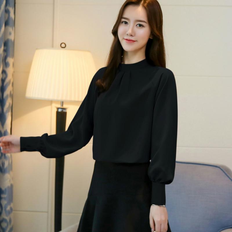 Изображение товара: Женские топы, модные женские топы и блузки, офисная блузка, женская шифоновая блузка, корейские женские рубашки с длинным рукавом, размера плюс