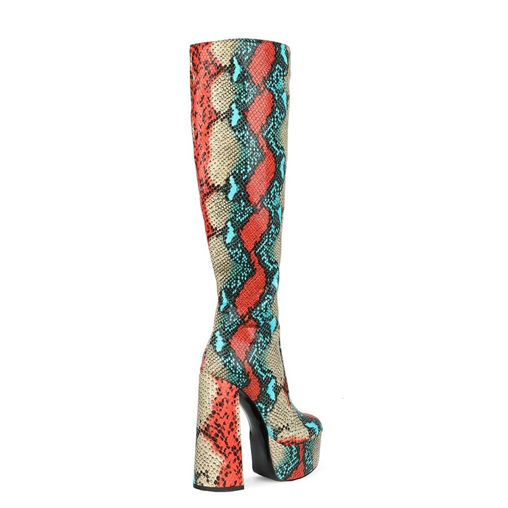 Изображение товара: Dovereiss/Модная женская обувь; Зимние женские сапоги с острым носком на блочном каблуке; Водонепроницаемые сапоги на молнии; Сапоги до колена в сдержанном стиле для взрослых; 45