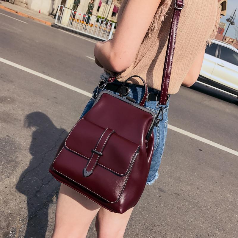 Изображение товара: Винтажный женский рюкзак на застежке в стиле ретро, школьный рюкзак из искусственной кожи для девочек-подростков, модные женские дорожные сумки на плечо, 2020