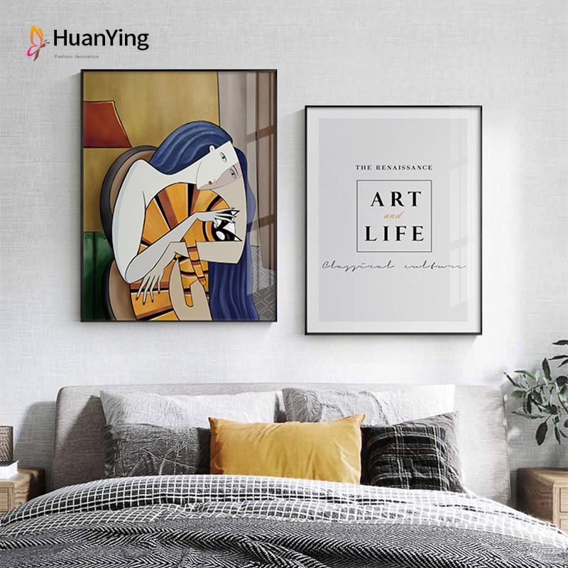 Изображение товара: Современная Абстрактная Картина на холсте, домашний декор, женщина, W Cat, художественный постер жизни и печать, Настенная картина для гостиной, столовой