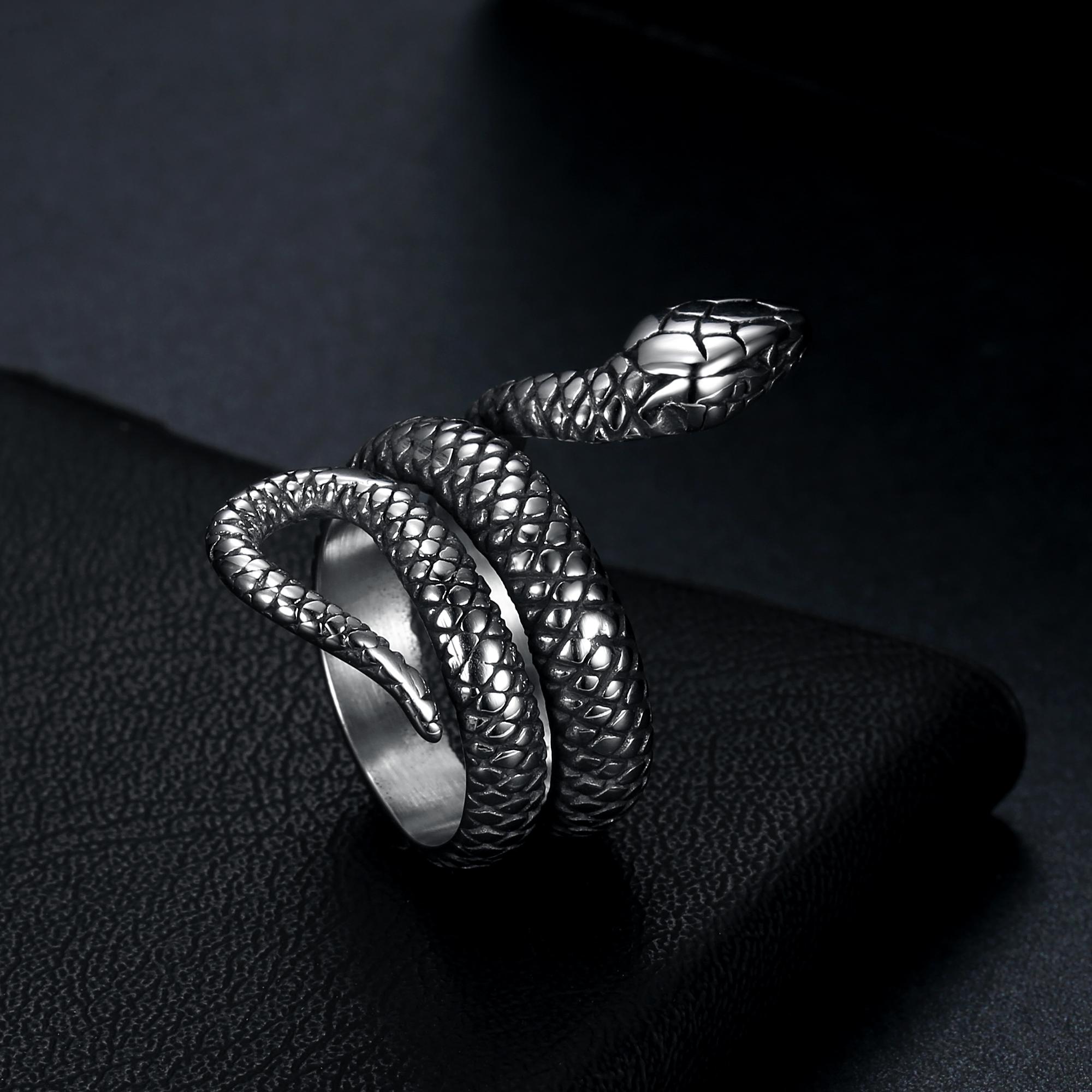 Изображение товара: Кольцо в стиле ретро с преувеличенным духом, змеиное кольцо в стиле панк, кольцо в форме змеи для ночного клуба, студенческое кольцо с указательным пальцем, Трендовое ювелирное изделие, подарок 003