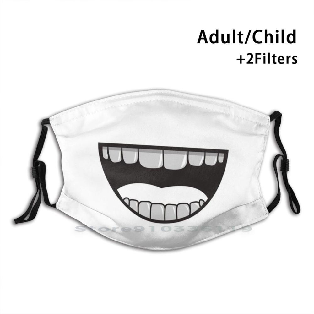 Изображение товара: Смеющийся мультяшный рот для взрослых и детей, моющаяся смешная маска для лица с фильтром, рот, зубы, рот, рот, лицо
