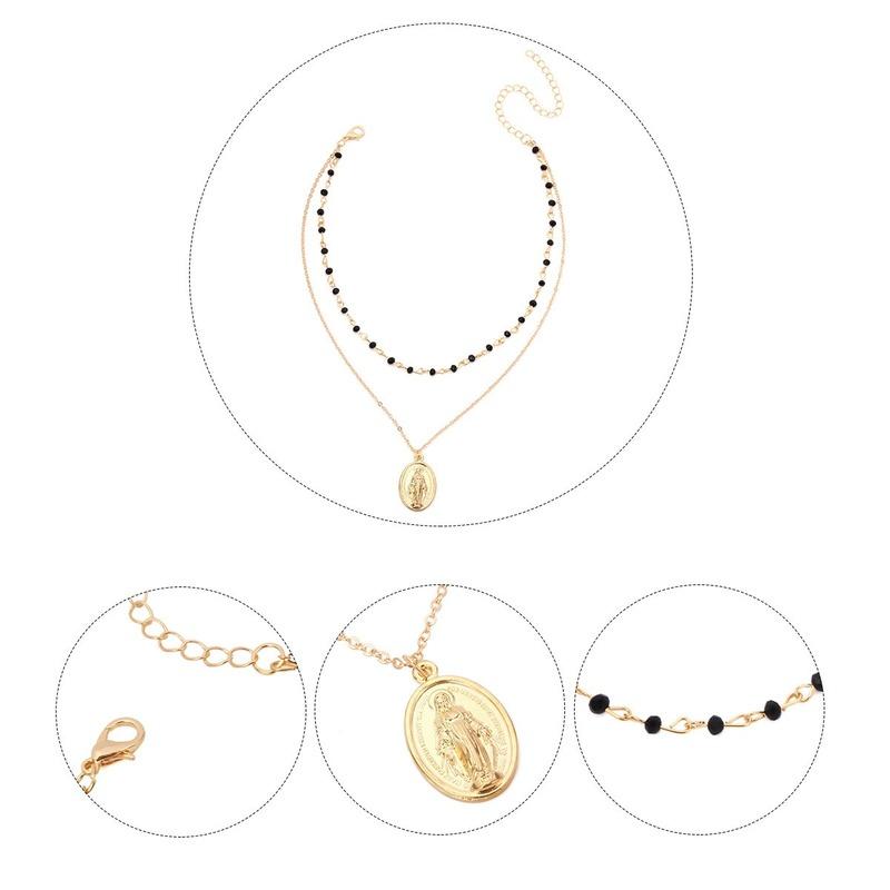 Изображение товара: Ожерелье с бусинами HebeDeer, ювелирное изделие для леди Девы Марии, Трендовое женское ожерелье серебряного цвета, винтажное ожерелье с подвеской, Женская цепочка