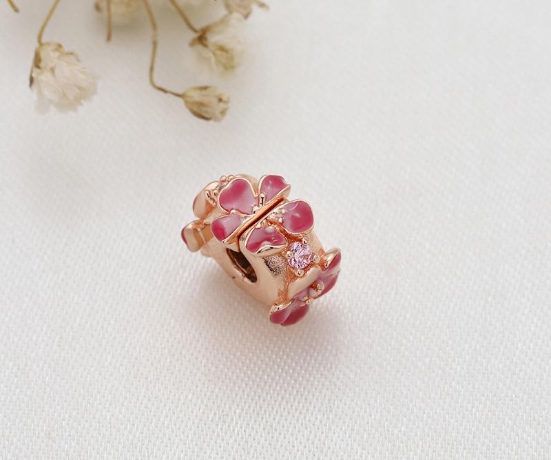 Изображение товара: Весенняя серия anomok, романтические Подвески розового и розового, золотого цвета, с цветком персика, Шкафчики для браслета