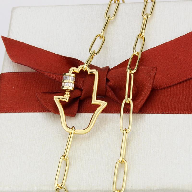 Изображение товара: SUNSLL Модная Золотая медная цепочка ожерелье Пальмовая спираль замок кулон ожерелье для женщин модные подходящие Простые Ювелирные изделия ожерелье Подарки