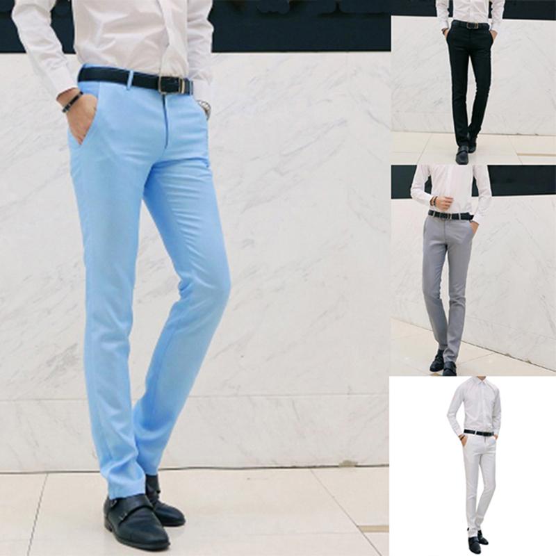 Изображение товара: Мужские весенне-осенние деловые повседневные длинные брюки, Костюмные брюки, мужские эластичные прямые формальные брюки большого размера, 2020