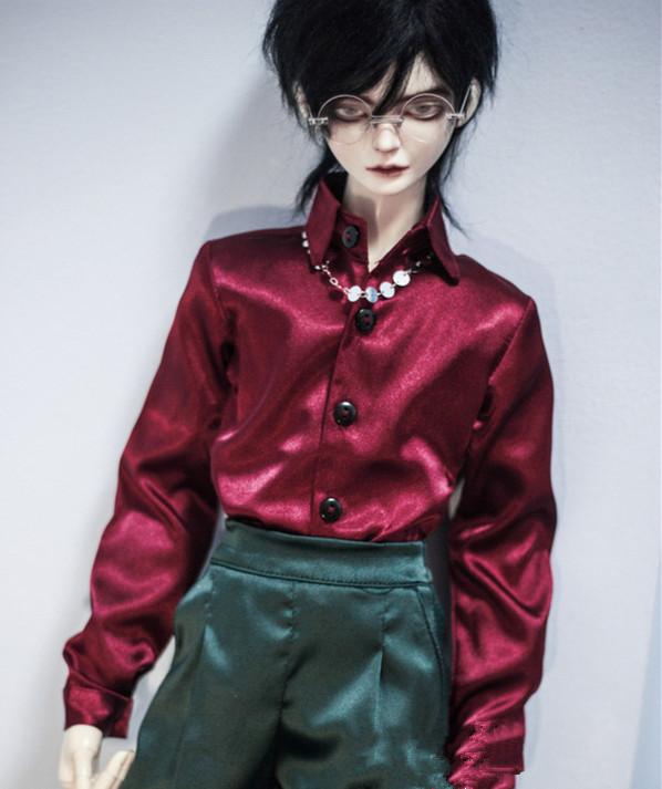 Изображение товара: Одежда для куклы BJD, размер 1/3 1/4 MSD, дядя, модное платье в западном стиле, пальто, ацетатные шелковые рубашки, лайм, зеленый, шампань, винно-красный