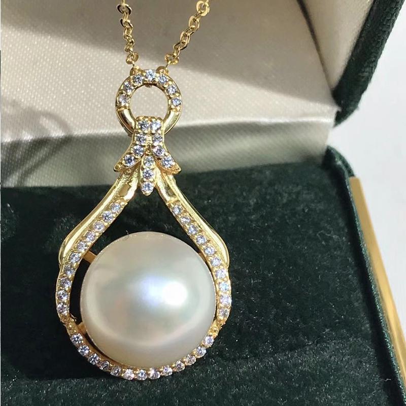Изображение товара: Женское Ожерелье YIKALAISI, ювелирное изделие из серебра 925 пробы с натуральным пресноводным жемчугом 11-12 мм, ожерелье в офисном стиле