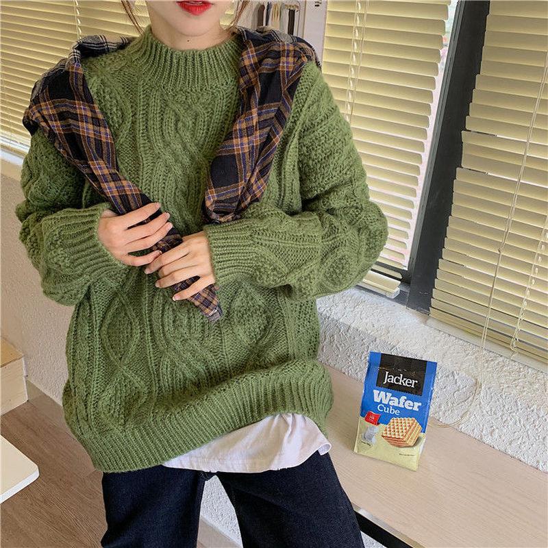 Изображение товара: Пуловер женский в стиле Харадзюку, весна-осень, сплошная шикарная, винтажный, мягкий, с круглым вырезом, женские свитера