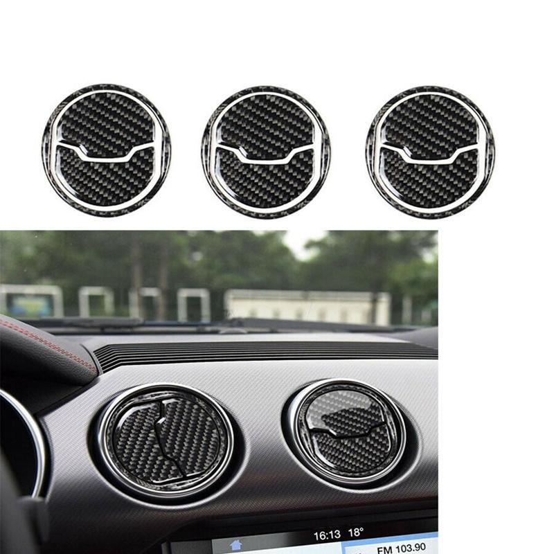 Изображение товара: AU04-для Ford Mustang 2015-2019 Автомобильный интерьер из углеродного волокна Mustang воздуховыпускная витрина из 9 элементов 3 шт.