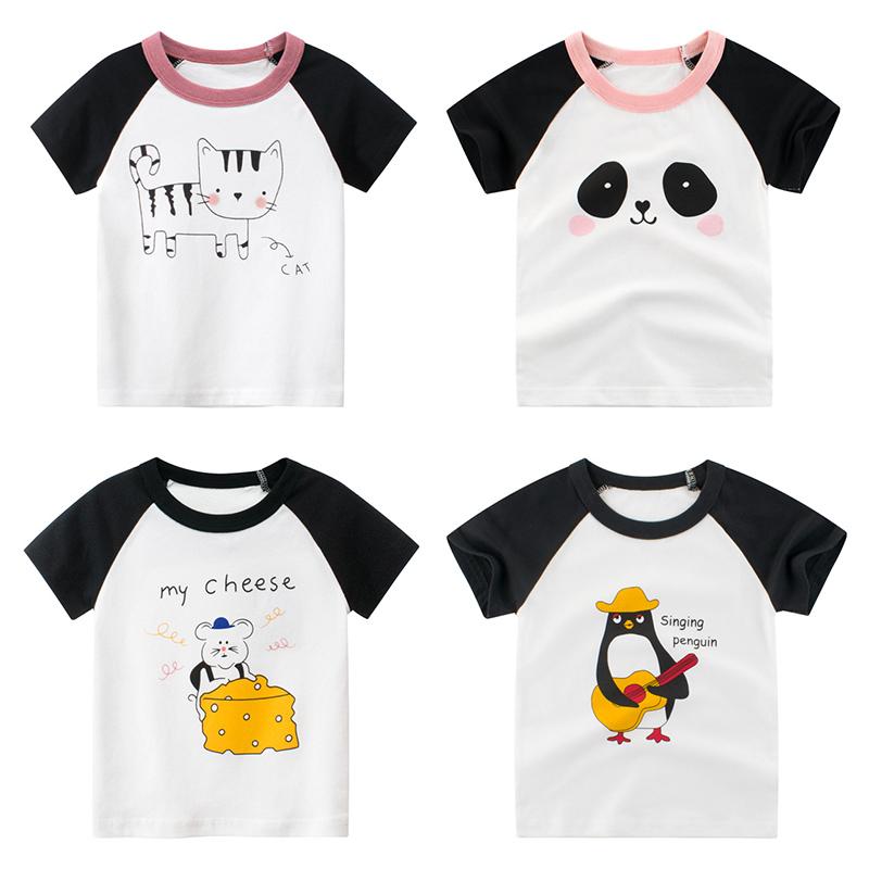 Изображение товара: Детская футболка для девочек, летние хлопковые топы для малышей, футболки для малышей, детская одежда, Мультяшные футболки, повседневная одежда с коротким рукавом 2021