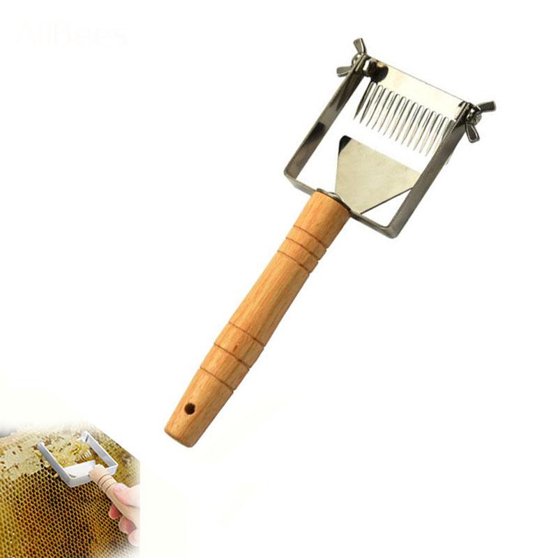 Изображение товара: Инструмент для пчеловодства, многофункциональный скребок для расчесывания меда, скребок для расчесывания деревянной ручкой, вилка для расчесывания меда, инструмент для пчел