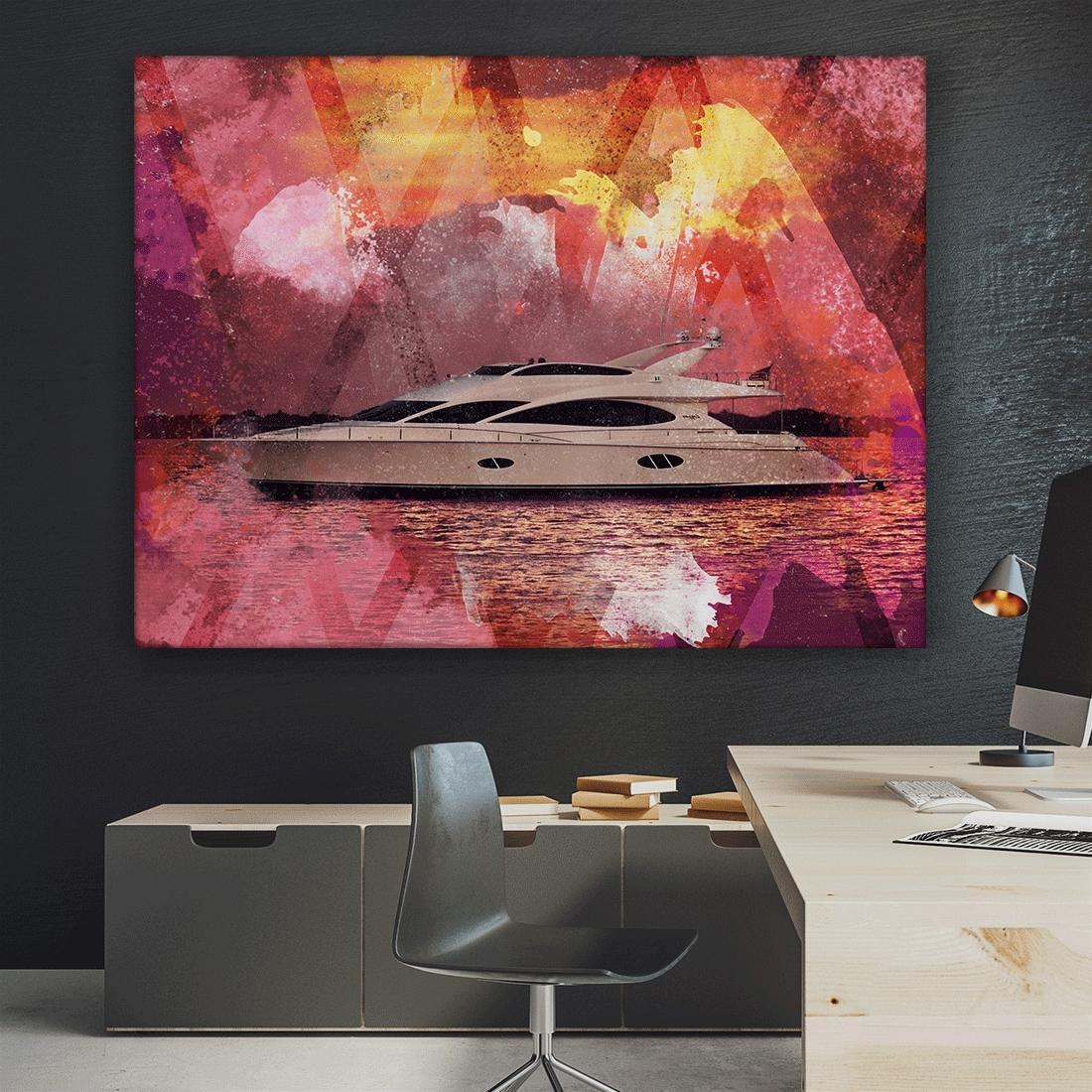 Изображение товара: Модульный холст с изображением розового морского неба, красивые картины для домашнего декора, современный печатный плакат для гостиной, настенный художественный каркас